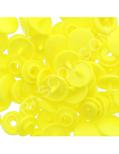 Saco de 25 botões de pressão de resina KAM redondos - Amarelo limão
