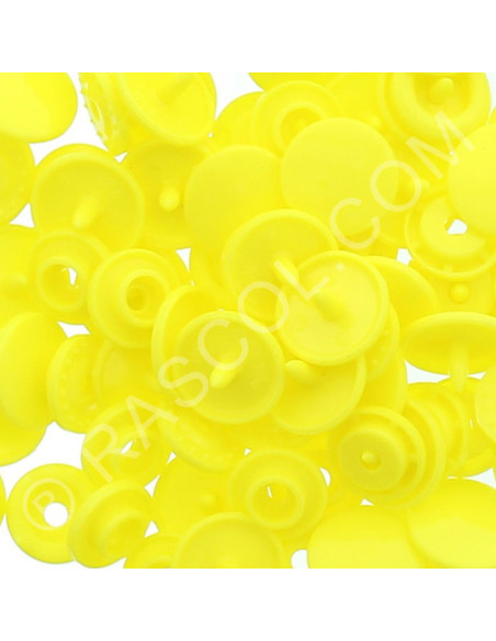 Saco de 25 botões de pressão de resina KAM redondos - Amarelo limão