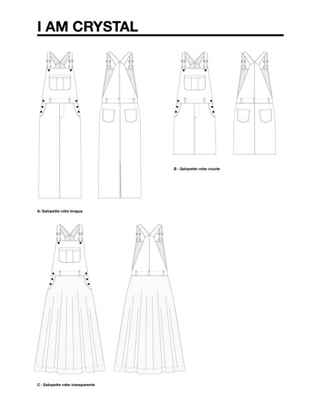 Padrão de jardineiras saias e vestidos Crystal - I am patterns