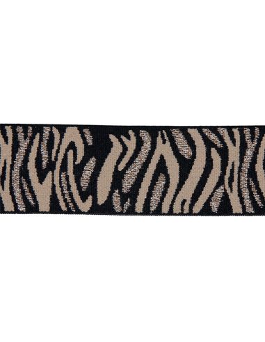 Elástico zebra - Bege e marrom lurex prata