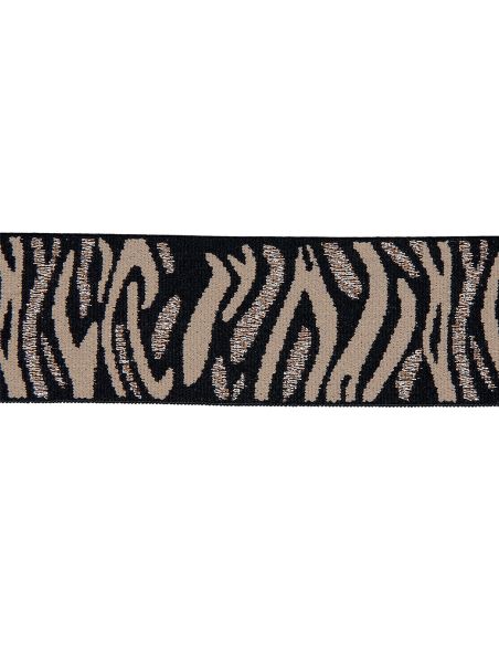 Elástico zebra - Bege e marrom lurex prata