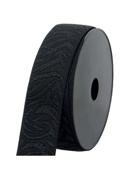 Elástico zebra - Preto e lurex preto