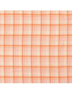Tecido flanela xadrez escocês - Rosa claro com riscas laranja 2