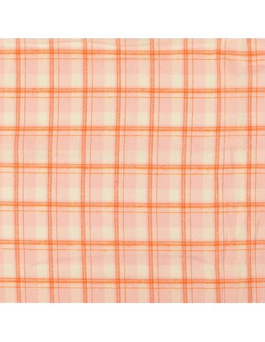 Tecido flanela xadrez escocês - Rosa claro com riscas laranja