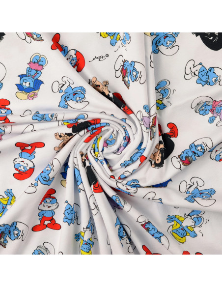 Tecido jersey Smurf - Branco