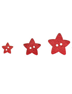 Botão de 2 furos estrela com lantejoulas - Vermelho