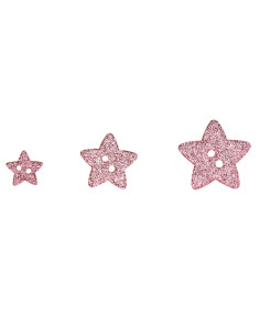 Botão de 2 furos estrela com lantejoulas - Rosa