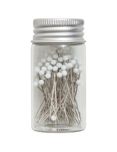 Tubo de vidro com 95 alfinetes de cabeça de vidro - Coleção flores azuis 2