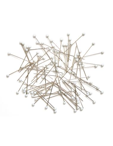 Tubo de vidro com 95 alfinetes de cabeça de vidro - Coleção flores azuis