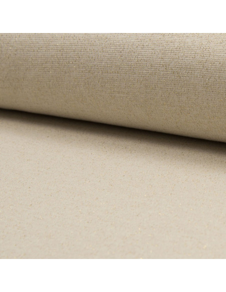 Tecido jersey canelado lurex - Cru lurex dourado