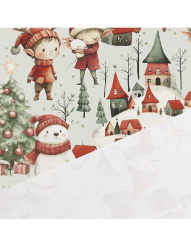 Tecido de algodão premium - Elfos de Natal