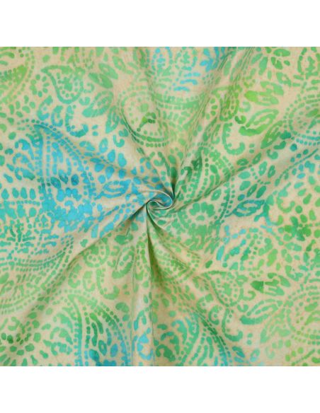 Tecido viscose batik Kaona - Verde e azul