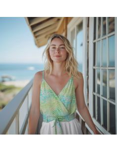 Tecido viscose batik Kaona - Verde e azul 2