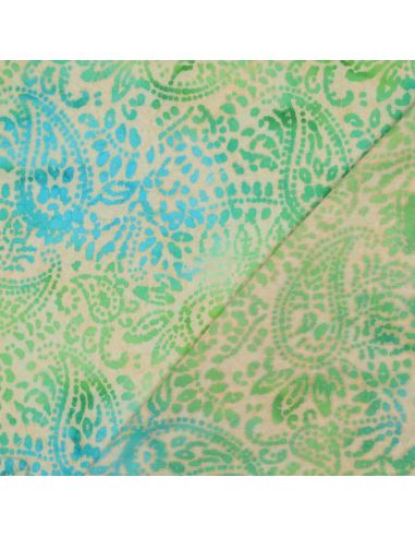 Tecido viscose batik Kaona - Verde e azul