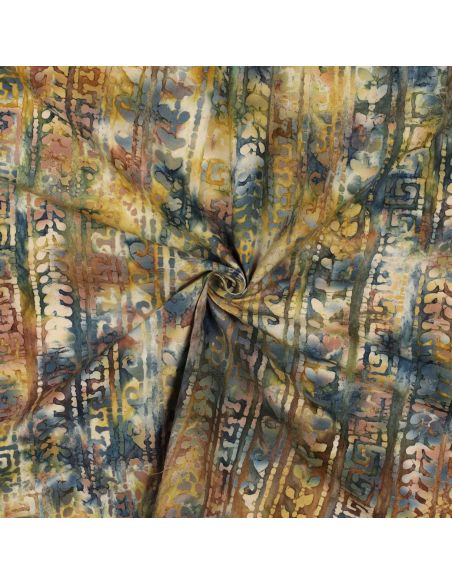 Tecido de algodão batik Aora - Azul e verde