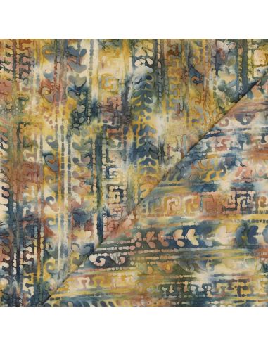 Tecido de algodão batik Aora - Azul e verde