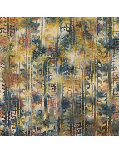 Tecido de algodão batik Aora - Azul e verde