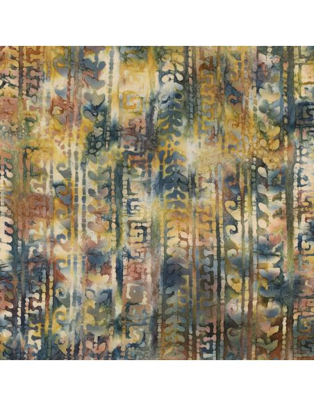 Tecido de algodão batik Aora - Azul e verde