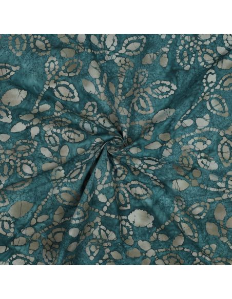 Tecido de algodão batik Méline - Azul petróleo