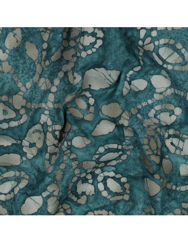 Tecido de algodão batik Méline - Azul petróleo