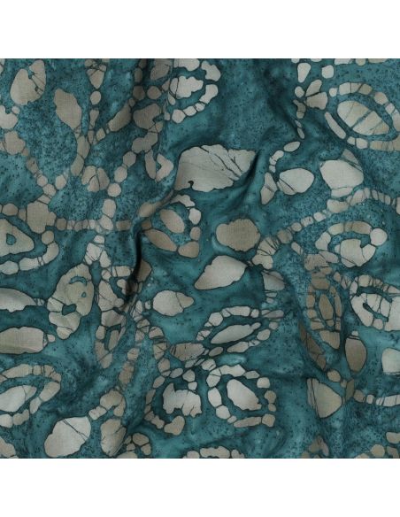 Tecido de algodão batik Méline - Azul petróleo
