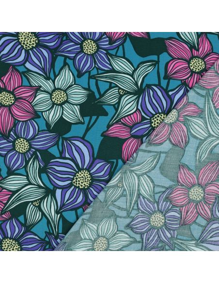 Tecido sarja viscose Florane - Azul petróleo