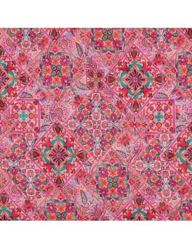 Tecido acolchoado de voile de algodão patchwork - Rosa