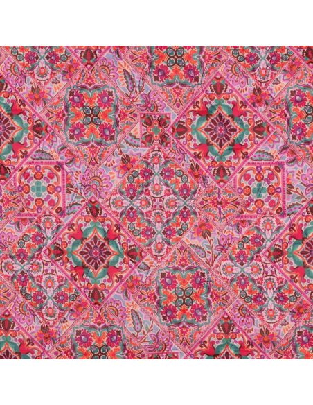Tecido acolchoado de voile de algodão patchwork - Rosa