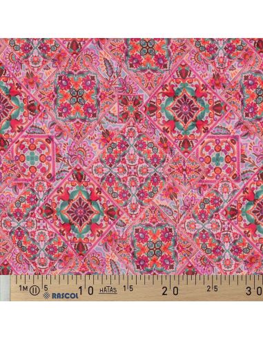 Tecido acolchoado de voile de algodão patchwork - Rosa