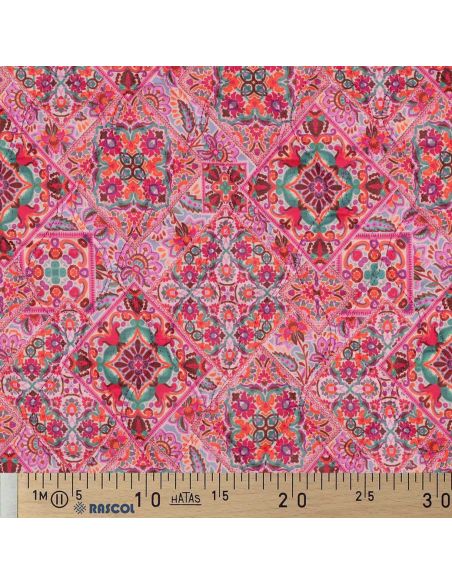 Tecido acolchoado de voile de algodão patchwork - Rosa