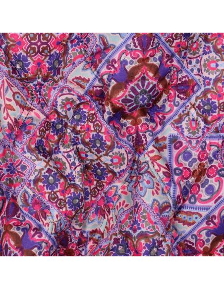 Tecido acolchoado de voile de algodão patchwork - Azul