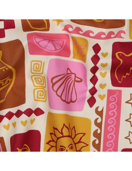 Tecido popeline de algodão patchwork de verão - Branco sujo