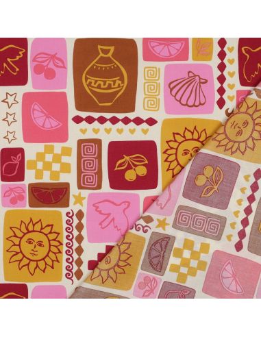 Tecido popeline de algodão patchwork de verão - Branco sujo