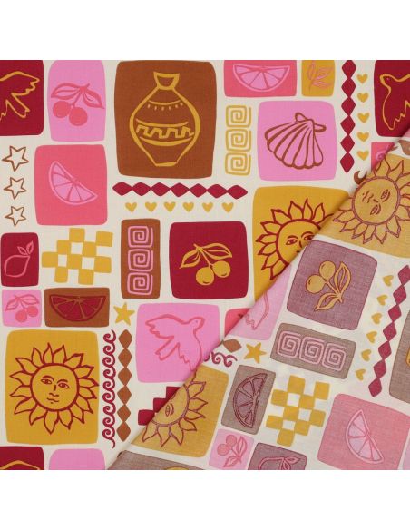 Tecido popeline de algodão patchwork de verão - Branco sujo