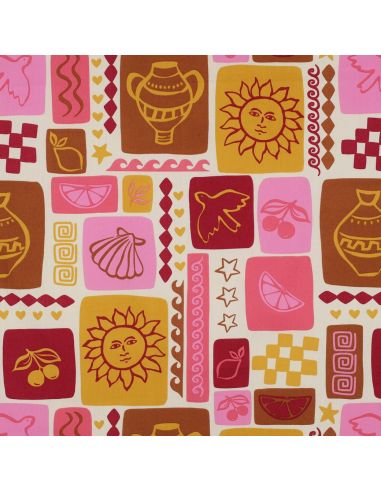 Tecido popeline de algodão patchwork de verão - Branco sujo