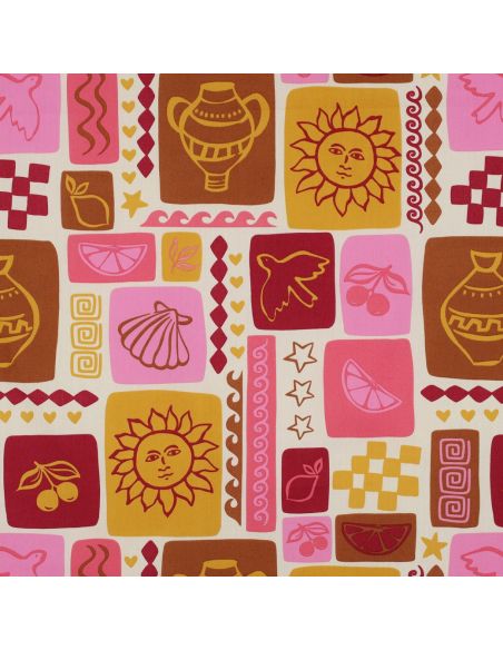 Tecido popeline de algodão patchwork de verão - Branco sujo