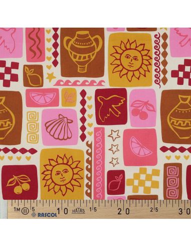 Tecido popeline de algodão patchwork de verão - Branco sujo