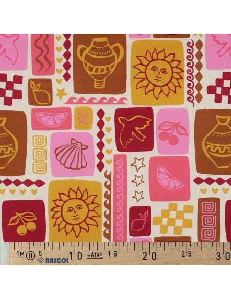 Tecido popeline de algodão patchwork de verão - Branco sujo