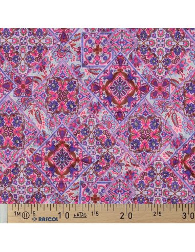 Tecido acolchoado de voile de algodão patchwork - Azul