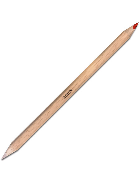 Giz de cera para tecidos bicolor Bohin - Branco e vermelho
