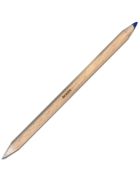Giz de cera para tecidos bicolor Bohin - Branco e azul