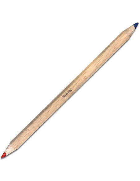 Giz de cera para tecidos bicolor Bohin - Vermelho e azul