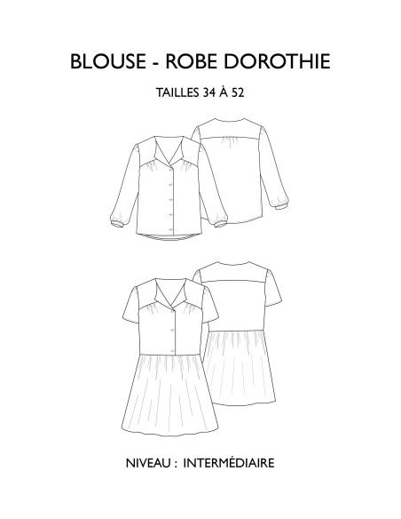 Molde de blusa e vestido Dorothie - Églantine & Zoé