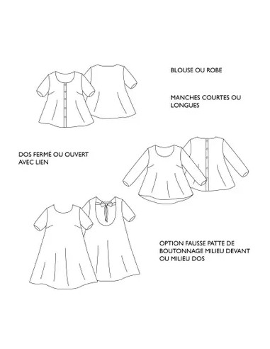 Molde de blusa e vestido Galipette - Églantine & Zoé