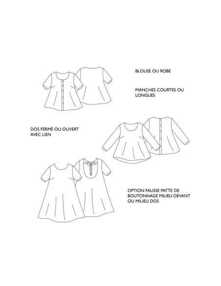 Molde de blusa e vestido Galipette - Églantine & Zoé