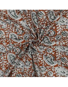 Tecido de algodão indiano block print Nalini - Cognac