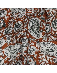 Tecido de algodão indiano block print Nalini - Cognac 2