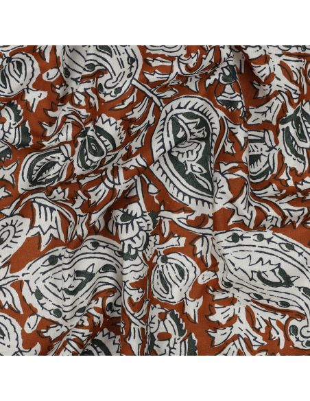 Tecido de algodão indiano block print Nalini - Cognac