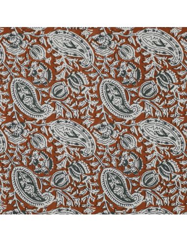 Tecido de algodão indiano block print Nalini - Cognac