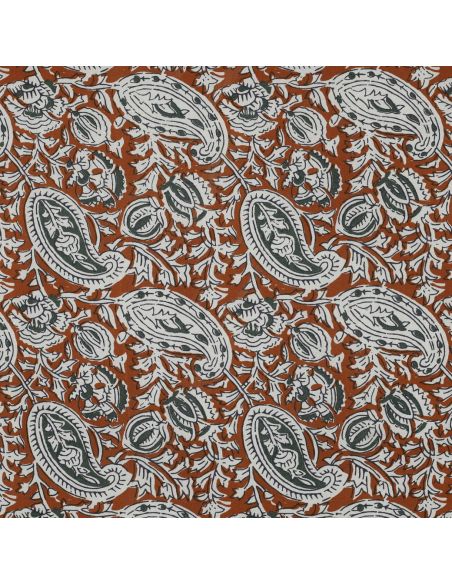 Tecido de algodão indiano block print Nalini - Cognac